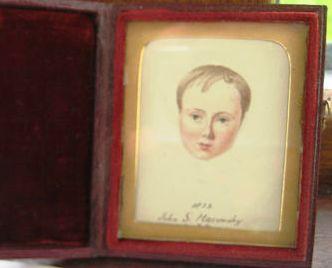 Velvet lined case and miniature portrait of John Maconchy 